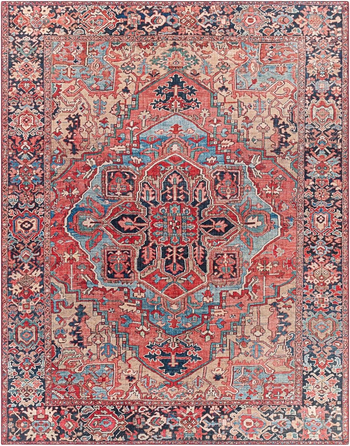 Livabliss Iris Printed Vintage Area Rug,7'6" x 9'6",Bright Red