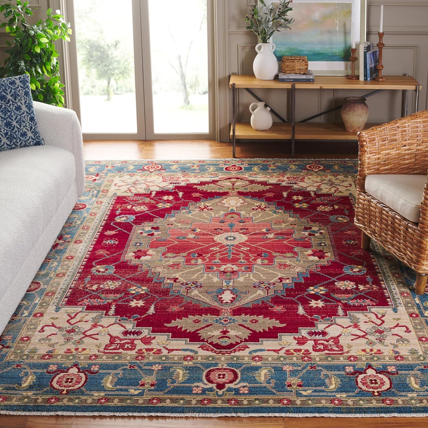 Kashan KSN306 Power Loomed Area Rug - Blue/Red - 8'x10' - Safavieh