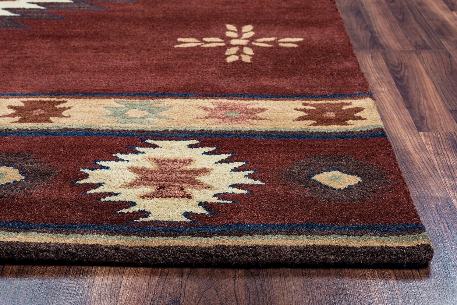 Southwestern Geometric Red Wool Hand-Tufted Area Rug