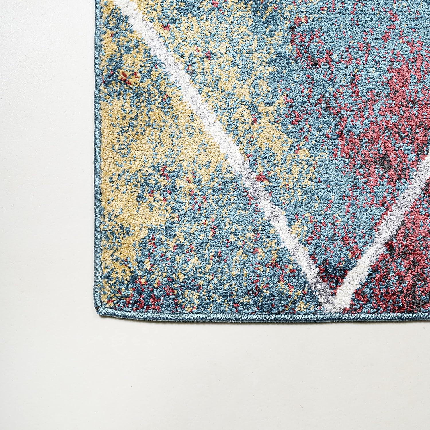 4'x6' Cole Minimalist Diamond Trellis Area Rug, Multi/White - JONATHAN Y