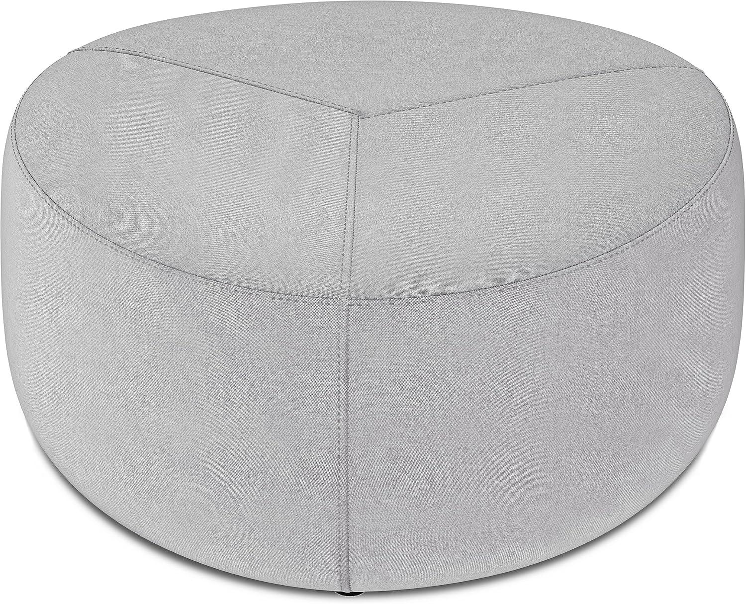 Moore 32" Light Grey Linen Round Ottoman