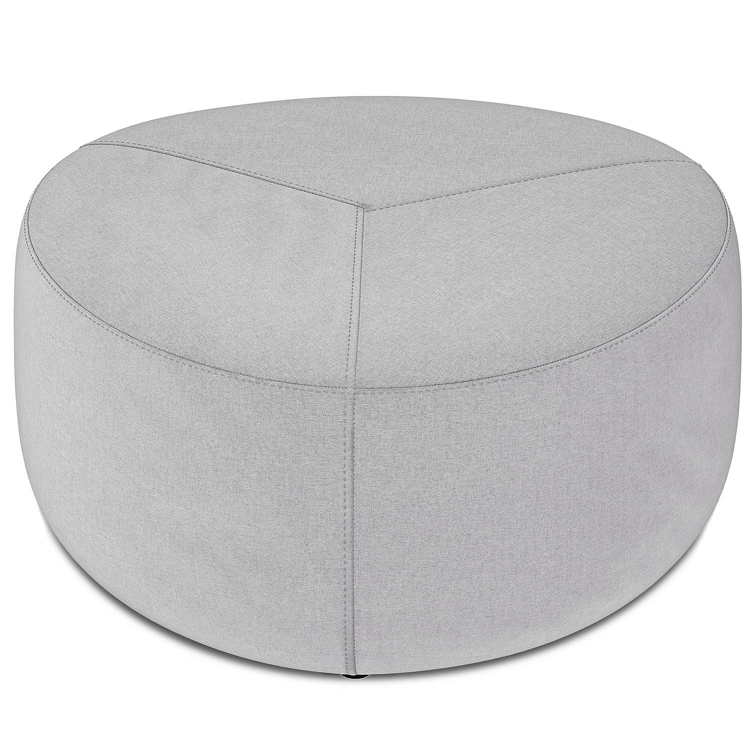 Simpli Home Moore 32"W Large Round Ottoman with Upholstered Seat and Solid Wood Frame, Assembled