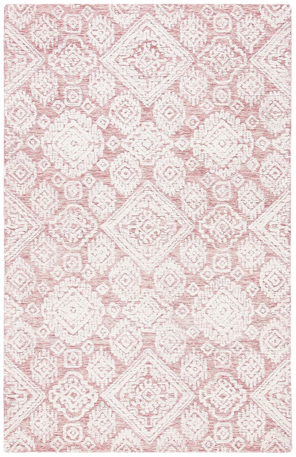 Metro MET987 Hand Tufted Indoor Area Rug - Dark Pink/Ivory - 4'x6' - Safavieh