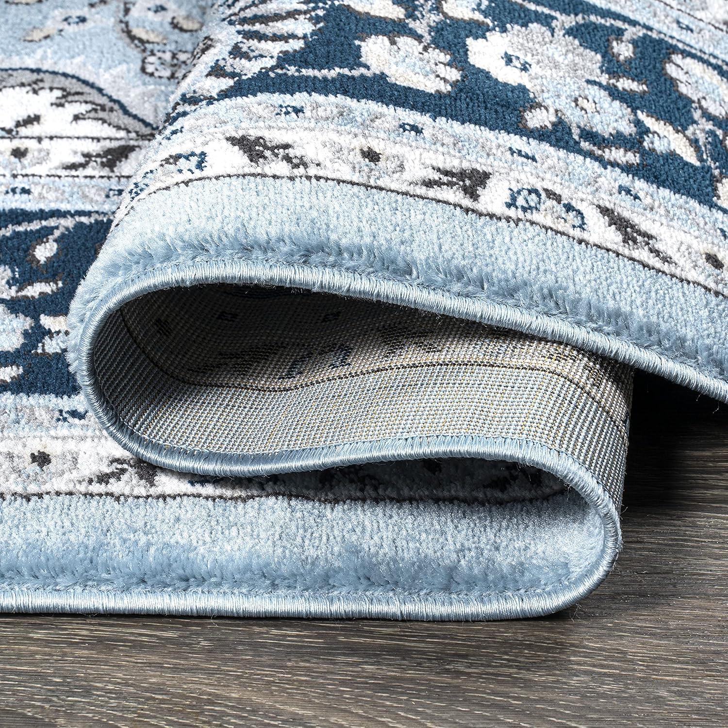 8'x 10' Palmette Modern Persian Floral Area Rug, Blue/Navy - JONATHAN Y