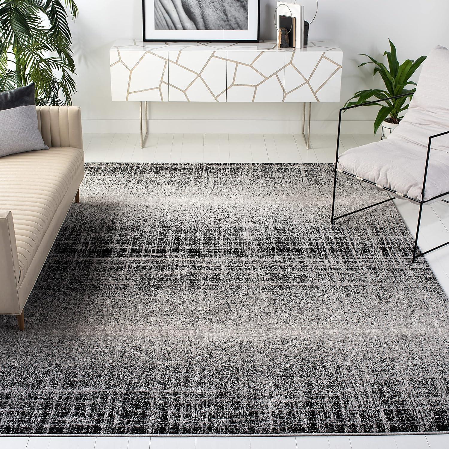 SAFAVIEH Adirondack Kiersten Abstract Faded Area Rug, Silver/Black, 8' x 10'