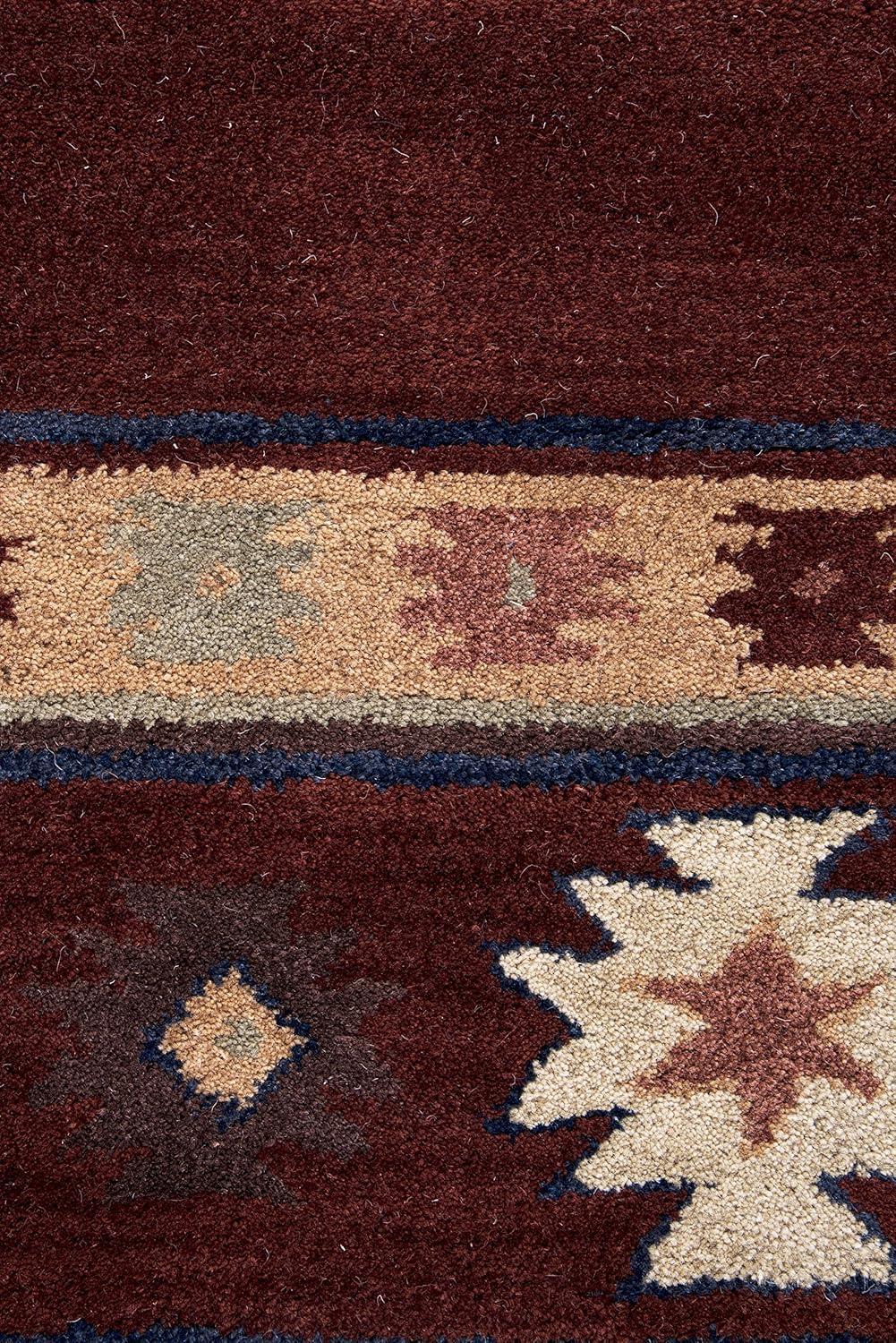 Southwestern Geometric Red Wool Hand-Tufted Area Rug