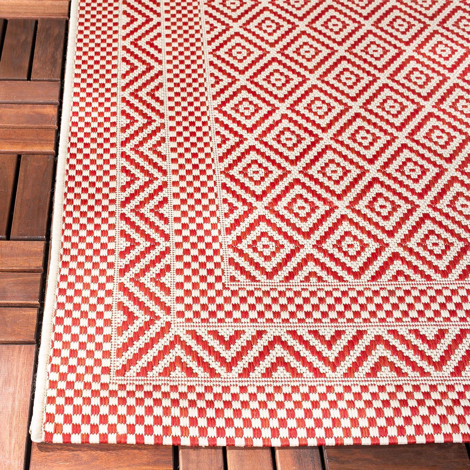Courtyard CY6235 Power Loomed Indoor and Outdoor Accent Rug - Beige/Red - 2'x3'7" - Safavieh