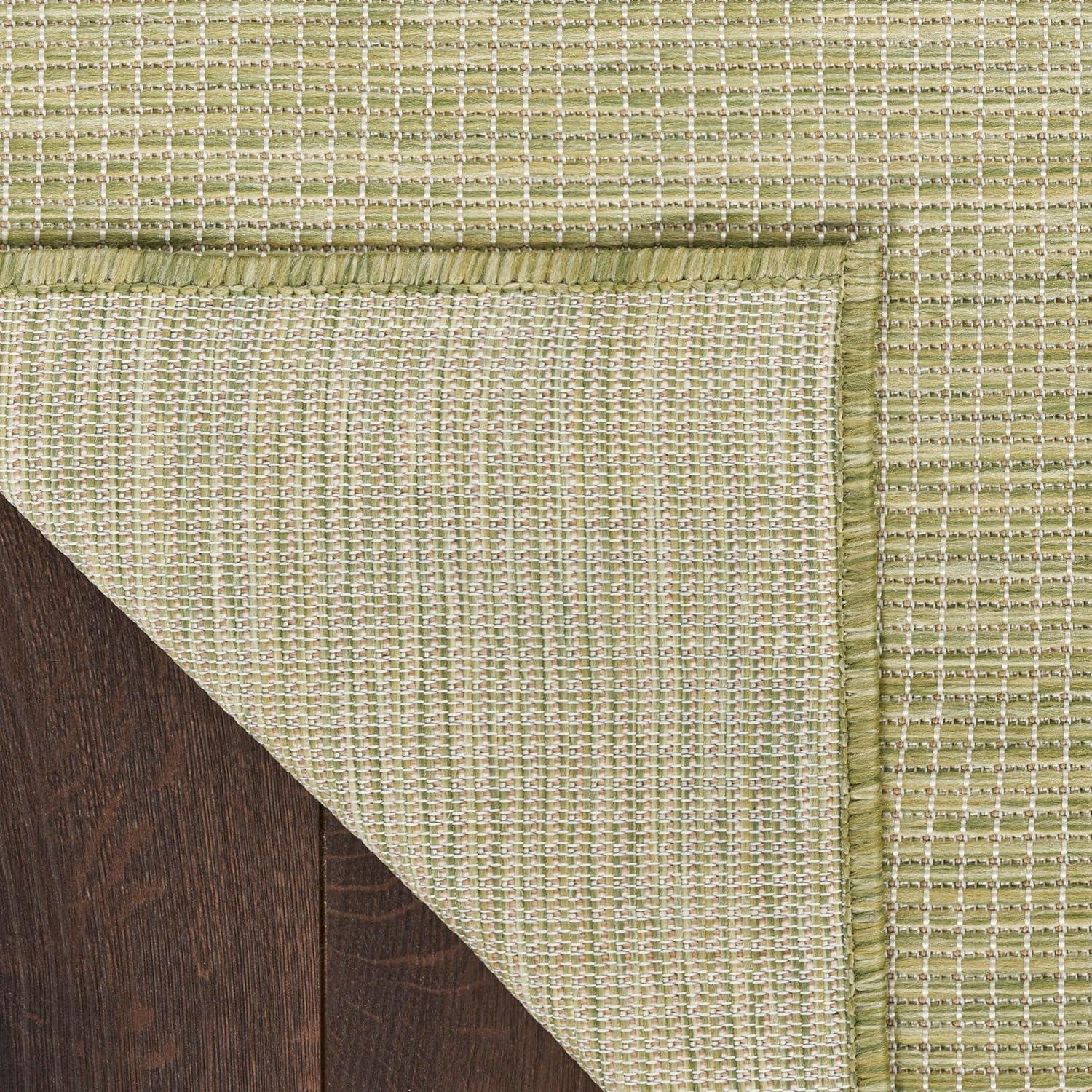Nourison Positano Solid Flatweave Low Pile Indoor Outdoor Area Rug Green 7' x 10'