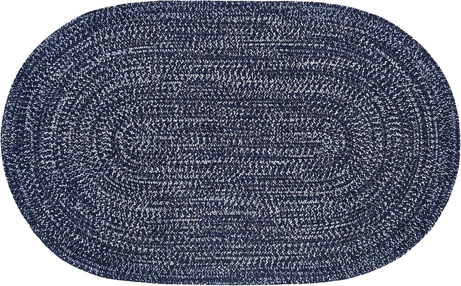 30" x 50" Chenille Tweed Collection Navy & Smoke Blue Reversible Indoor Area Utility Oval Rug - Better Trends