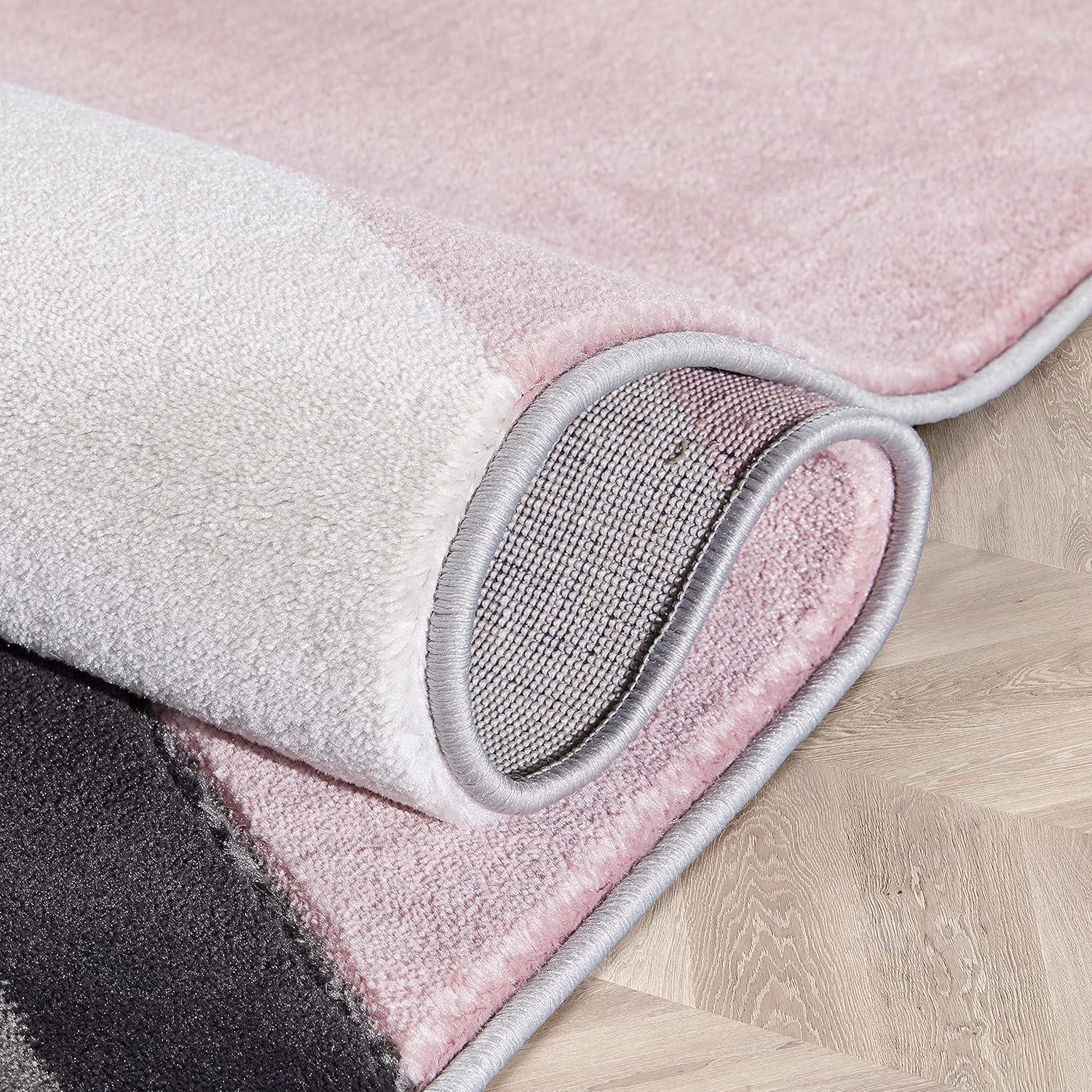 Well Woven Naya Blush Pink Modern Geometric Diamond Boxes Pattern Area Rug 5x7 (5'3" x 7'3")