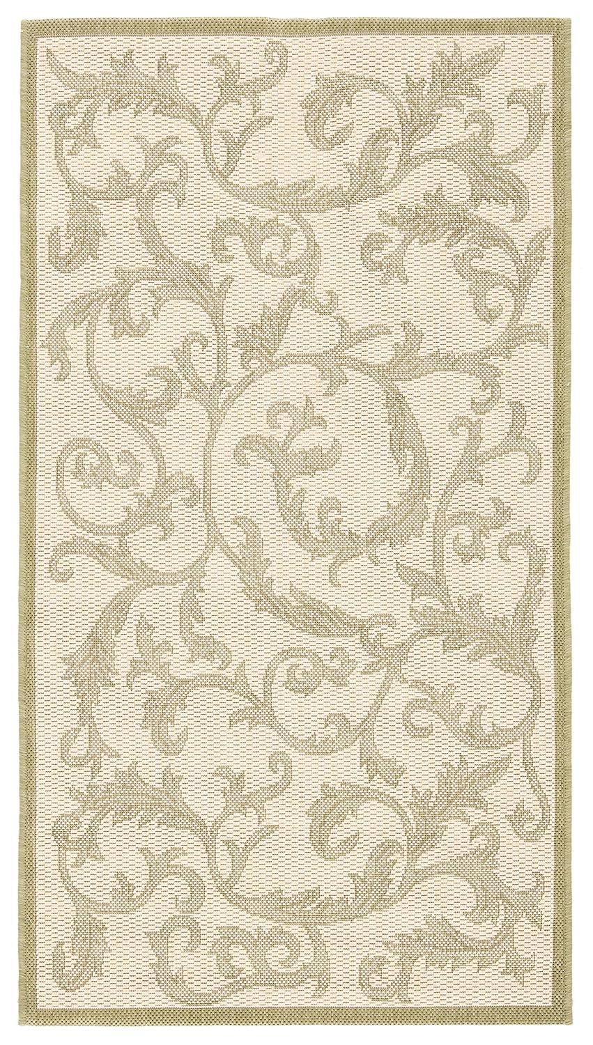 Courtyard CY2653 Power Loomed Indoor and Outdoor Accent Rug - Natural/Olive - 2'7"x5' - Safavieh