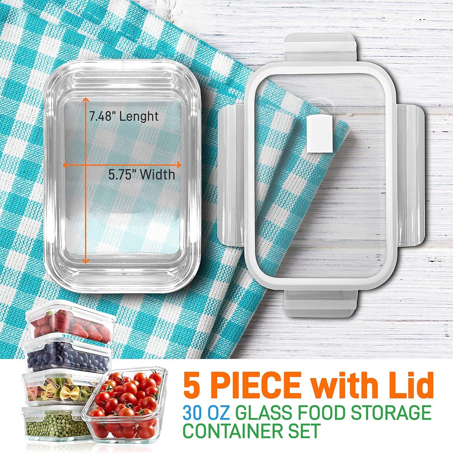 Clear Borosilicate Glass Meal Prep Containers with Flip Top Lids