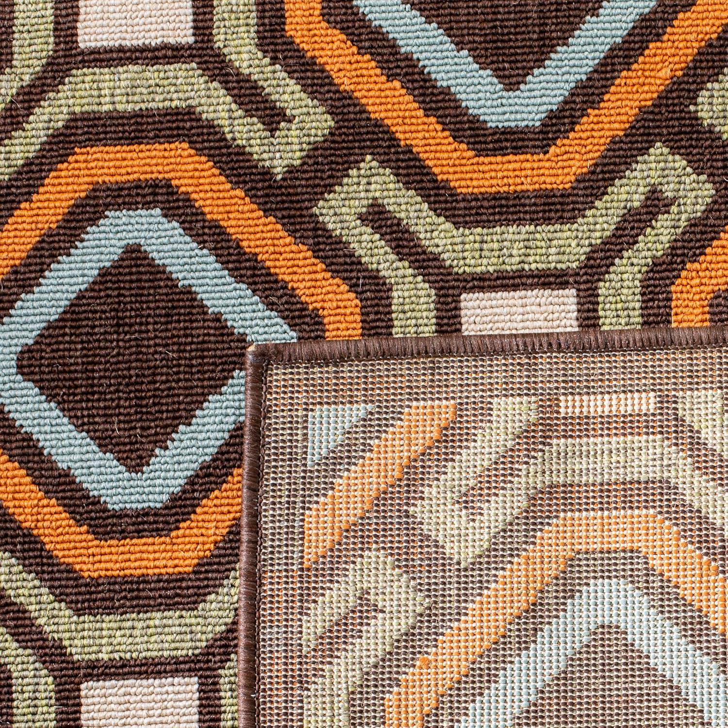 Veranda VER089 Power Loomed Indoor and Outdoor Area Rug - Chocolate/Terracotta - 5'3"x7'7" - Safavieh.
