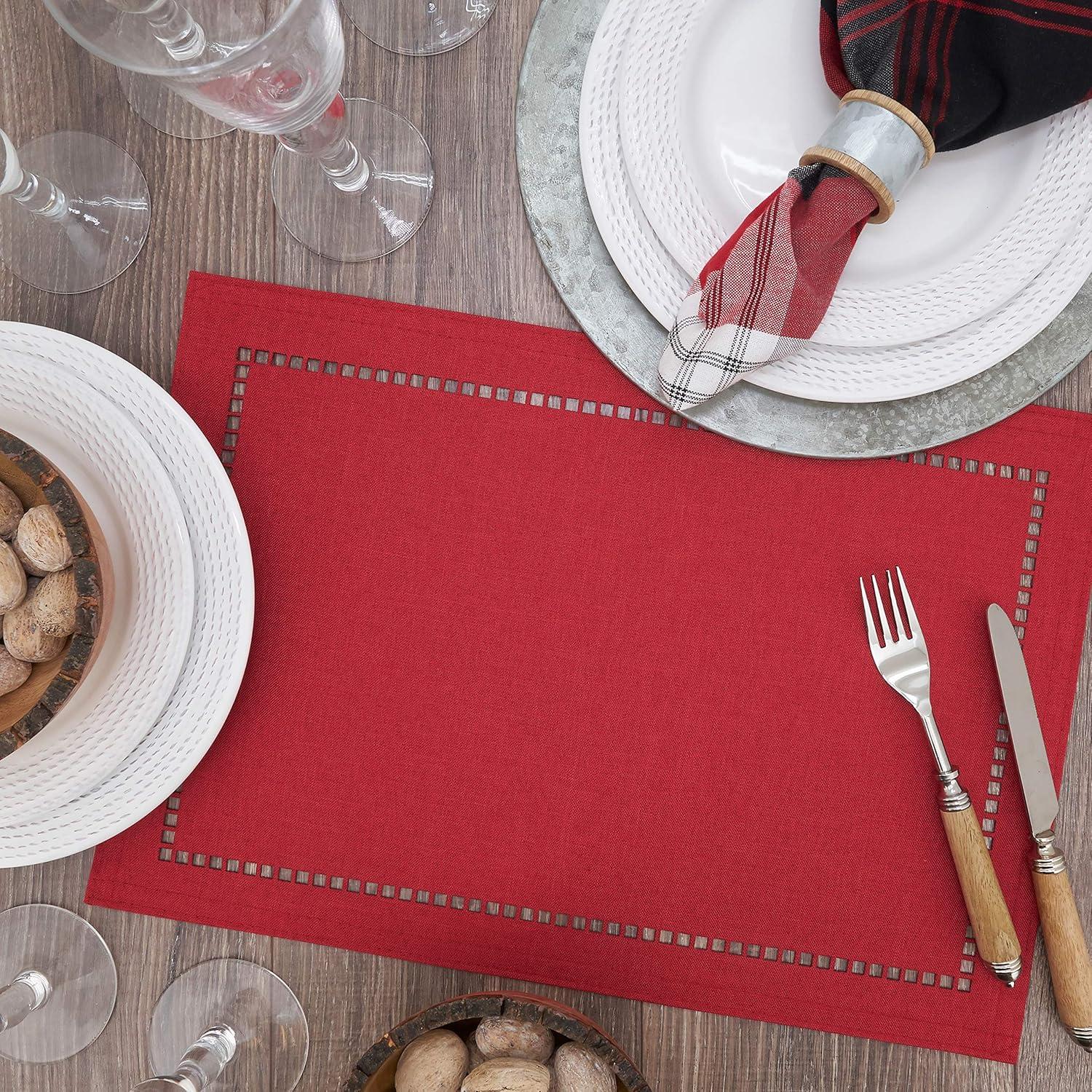 Saro Lifestyle Laser-Cut Hemstitch Placemat (Set of 4)