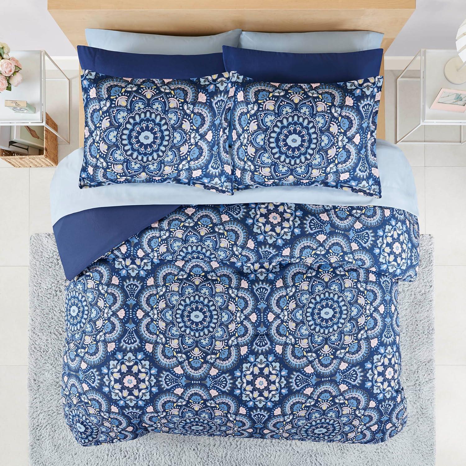 Regency Heights Queen Size Comforter Set, 9-Piece Bed in a Bag Queen, Navy Blue Bedding Comforter Set with Comforter, Flat Sheets, Fitted Sheets with Side Pockets