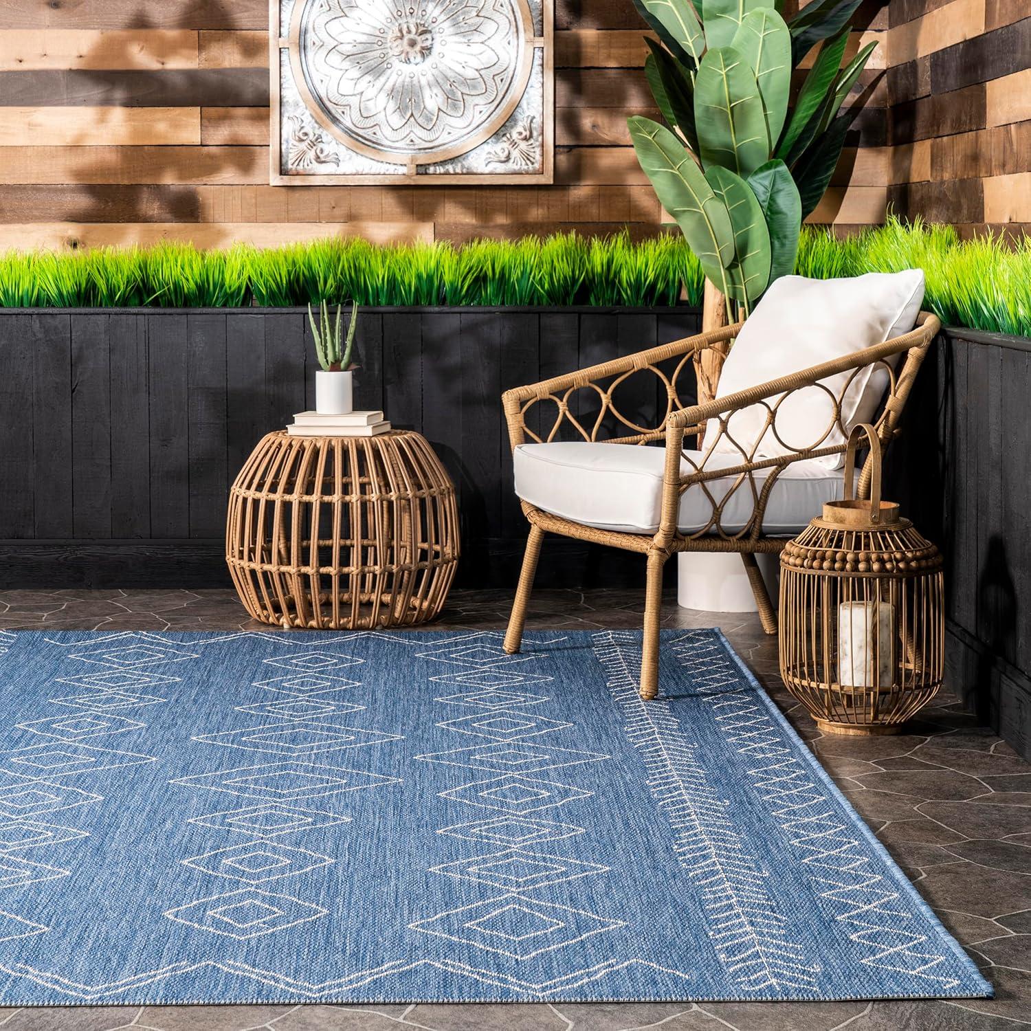 nuLOOM Sierra Moroccan Diamond Outdoor Area Rug, 6', Blue