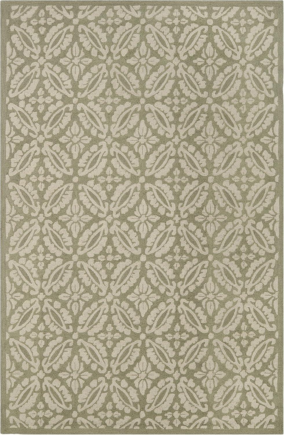 Handmade Sage Wool and Cotton 4' x 6' Rectangular Area Rug