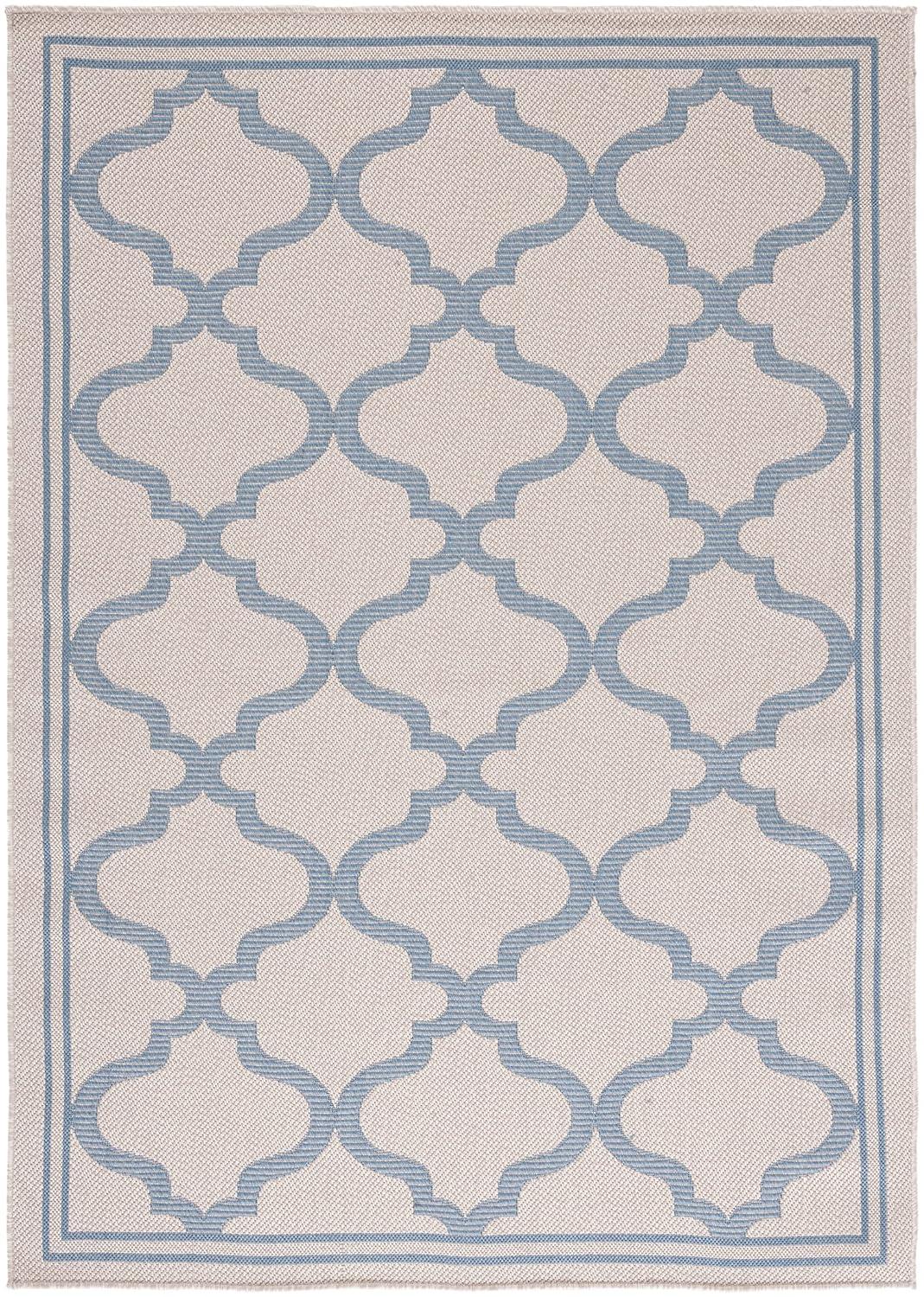 Bermuda BMU810 Power Loomed Indoor/Outdoor Machine Washable Area Rug - Ivory/Blue - 6'7"x9'2" - Safavieh