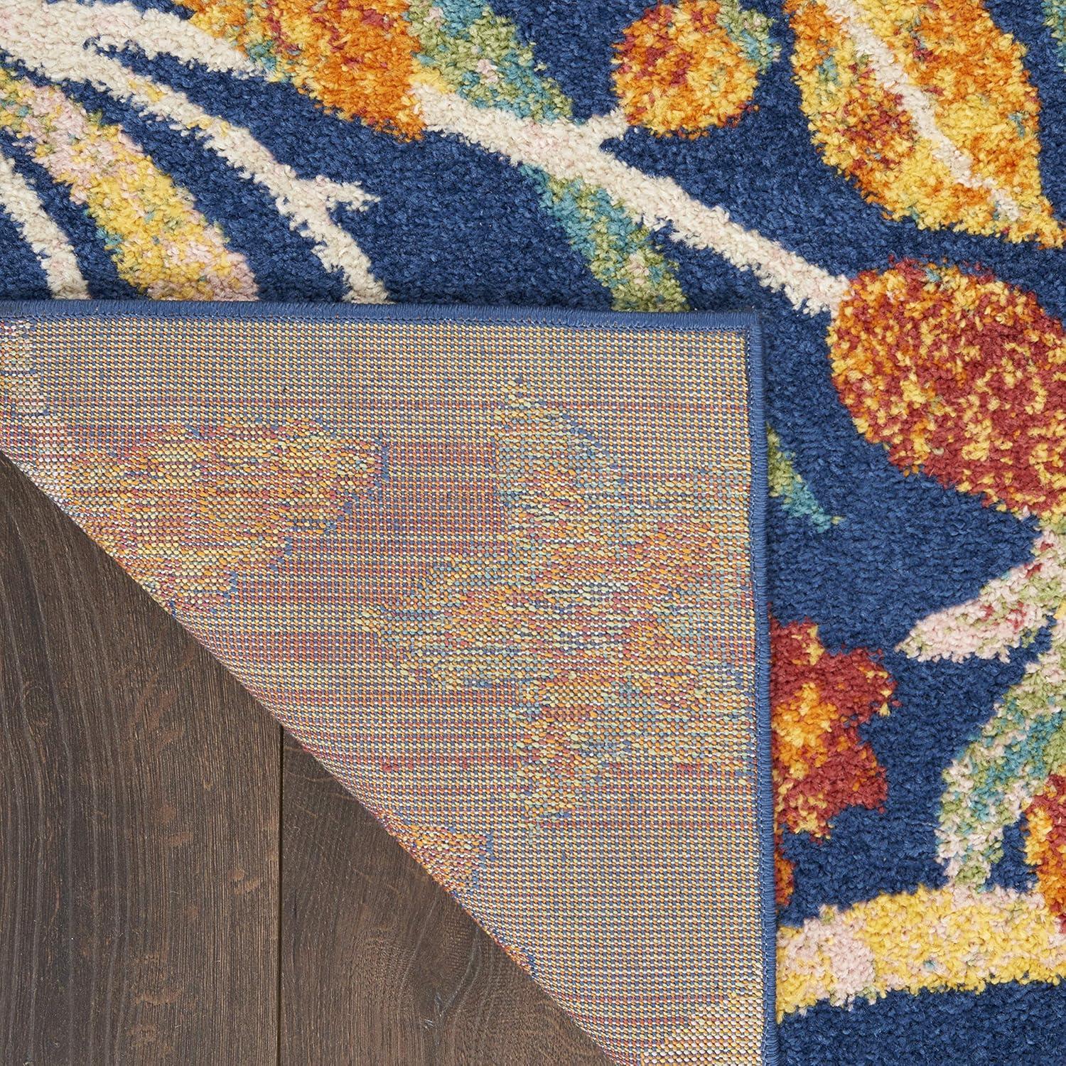 Nourison Allur Floral Navy Multicolor 2'3" x 7'6" Area Rug, (2x8)