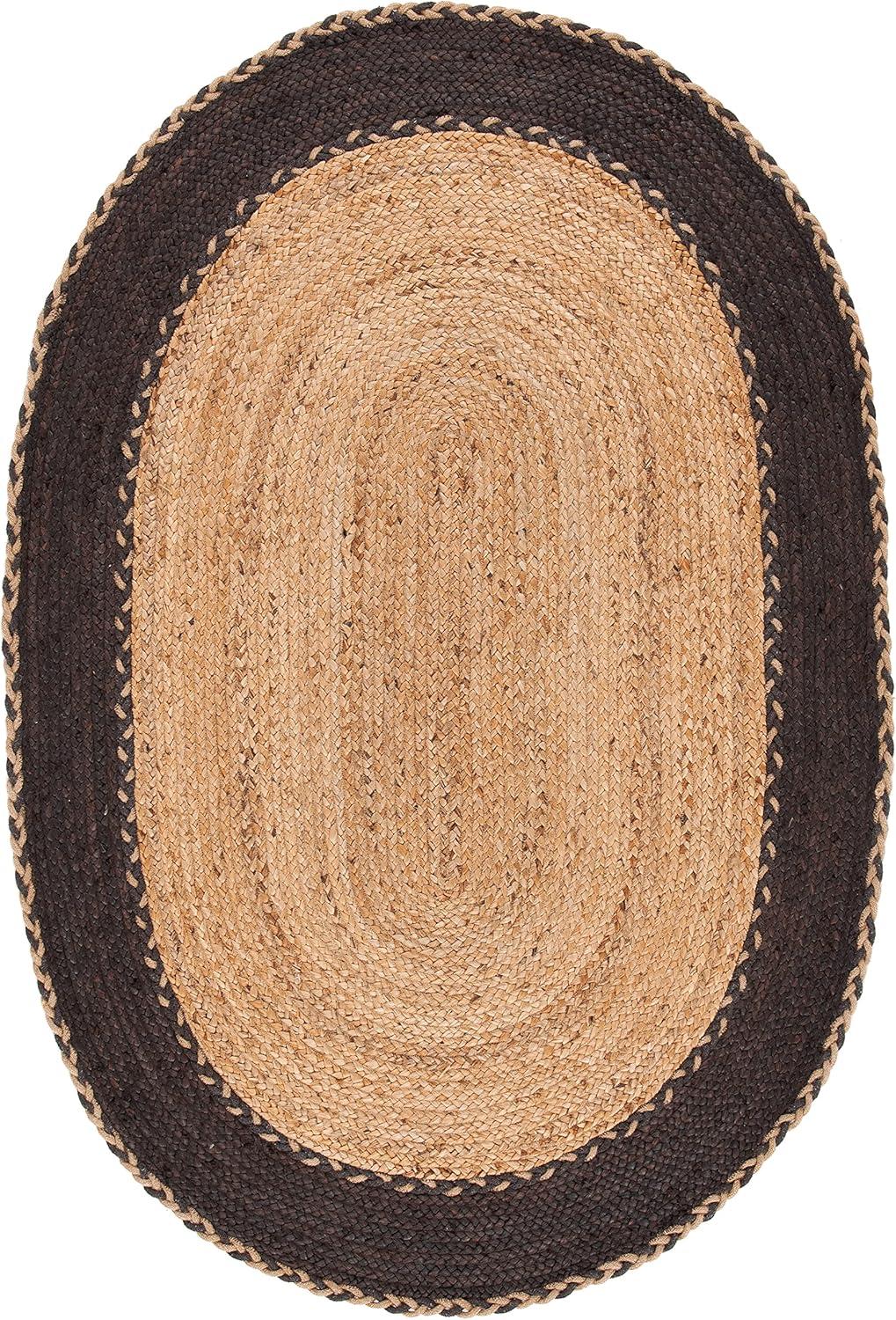 Natural Fiber NFB261 Hand Loomed Indoor Area Rug - Natural/Brown - 4'x6' Oval - Safavieh