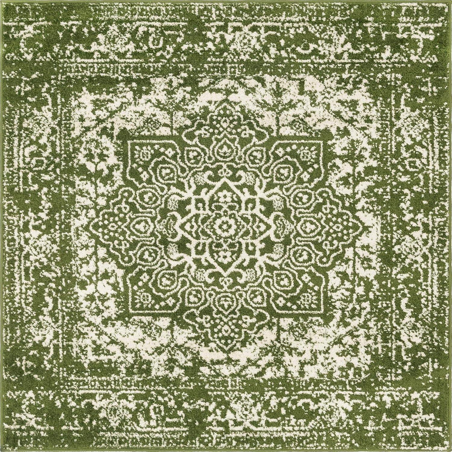 Unique Loom 5' 3 x 5' 3 Square Aqua Richmond Medallion Area Rug