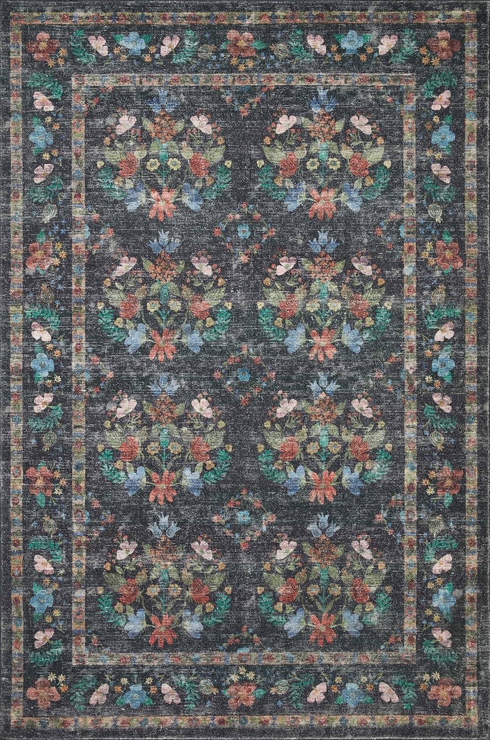 Rifle Paper Co. x Loloi Courtyard Charcoal Area Rug feat. CloudPile