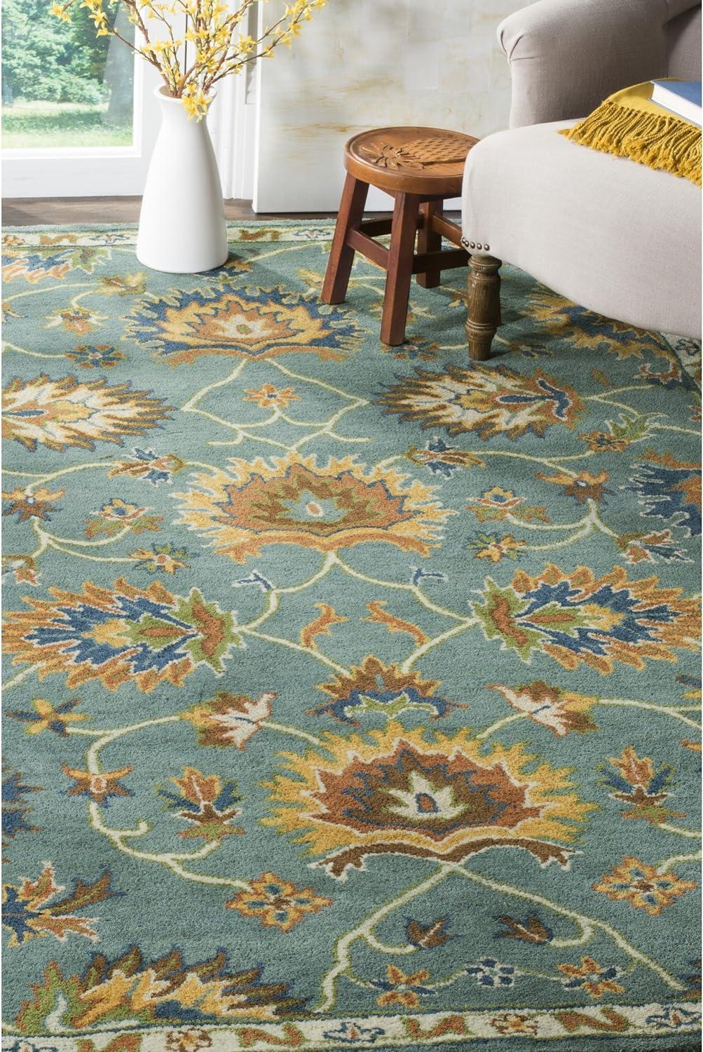 Luxe Heritage 6' Square Light Blue Hand-Tufted Wool Area Rug