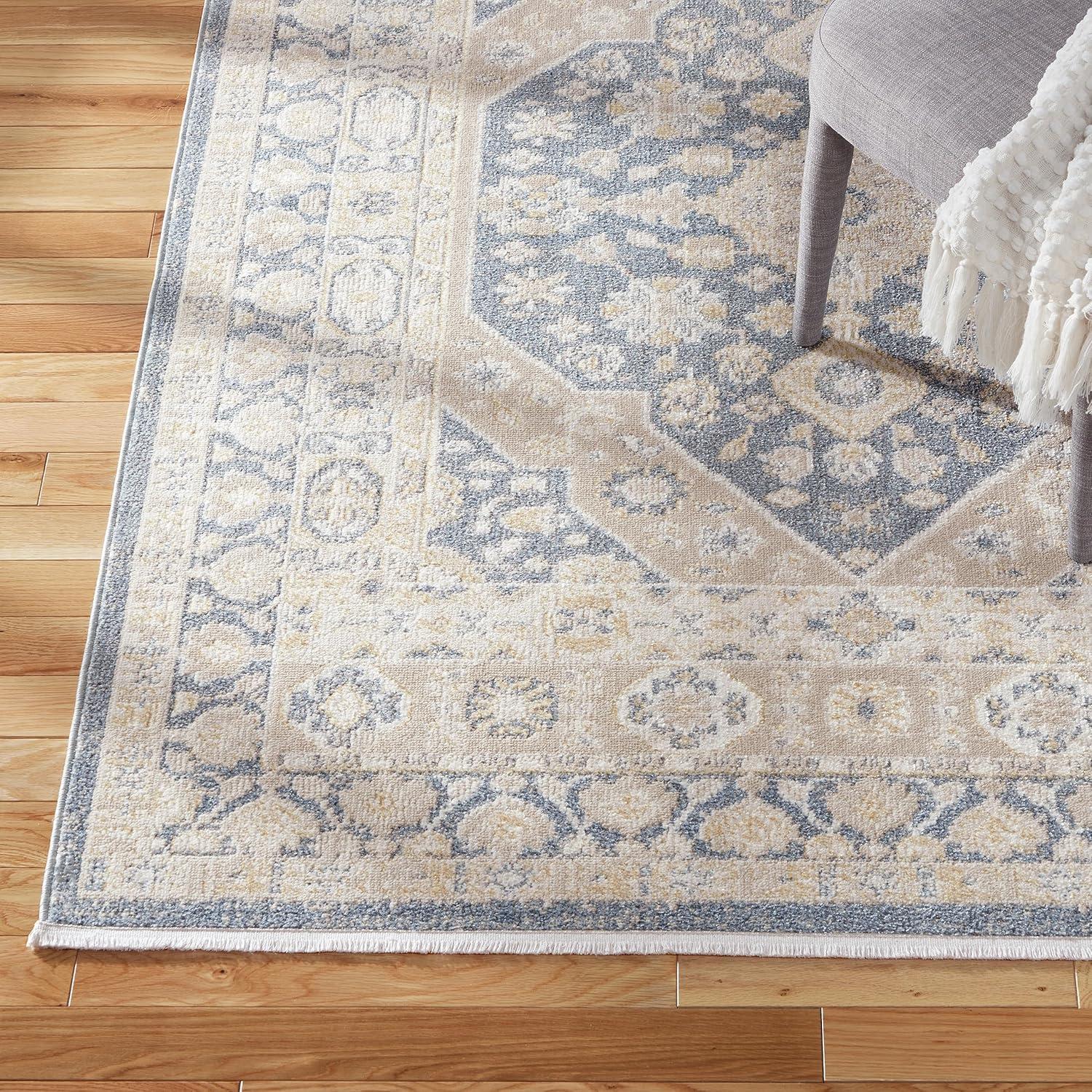 TOWN & COUNTRY EVERYDAY Rein Center Medallion Everwash Non-Slip Backing Washable Area Rug