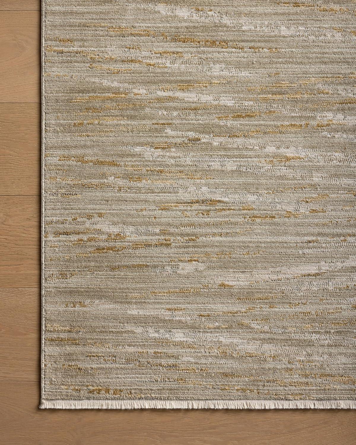 Sage and Gold Abstract Wool Area Rug, 5'-3" x 7'-9"