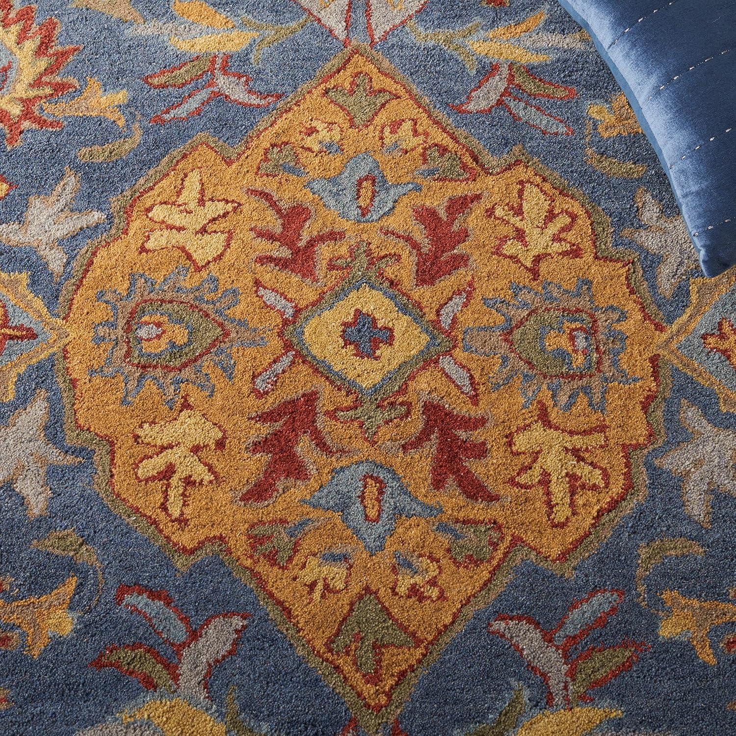 SAFAVIEH Heritage Reanna Oriental Wool Area Rug, Navy/Gold, 6' x 6' Square