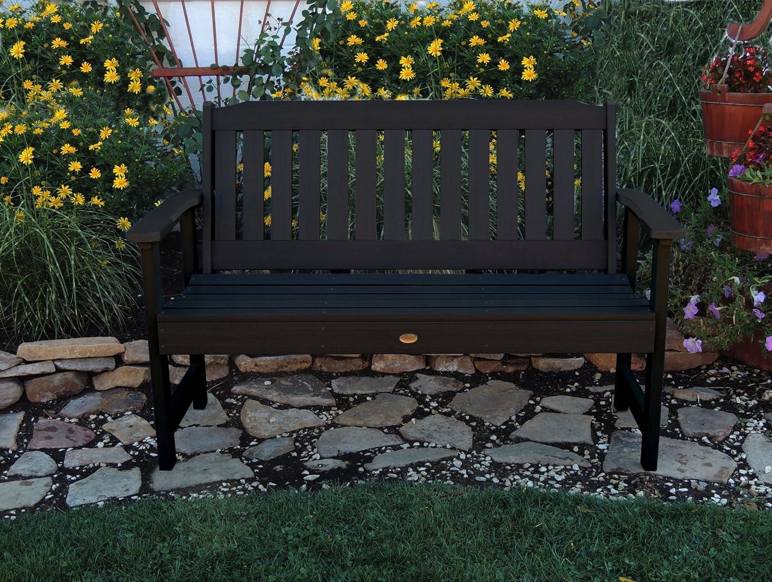5' Lehigh Garden Bench Black - highwood: Weather-Resistant, 500lb Capacity, Outdoor Seating