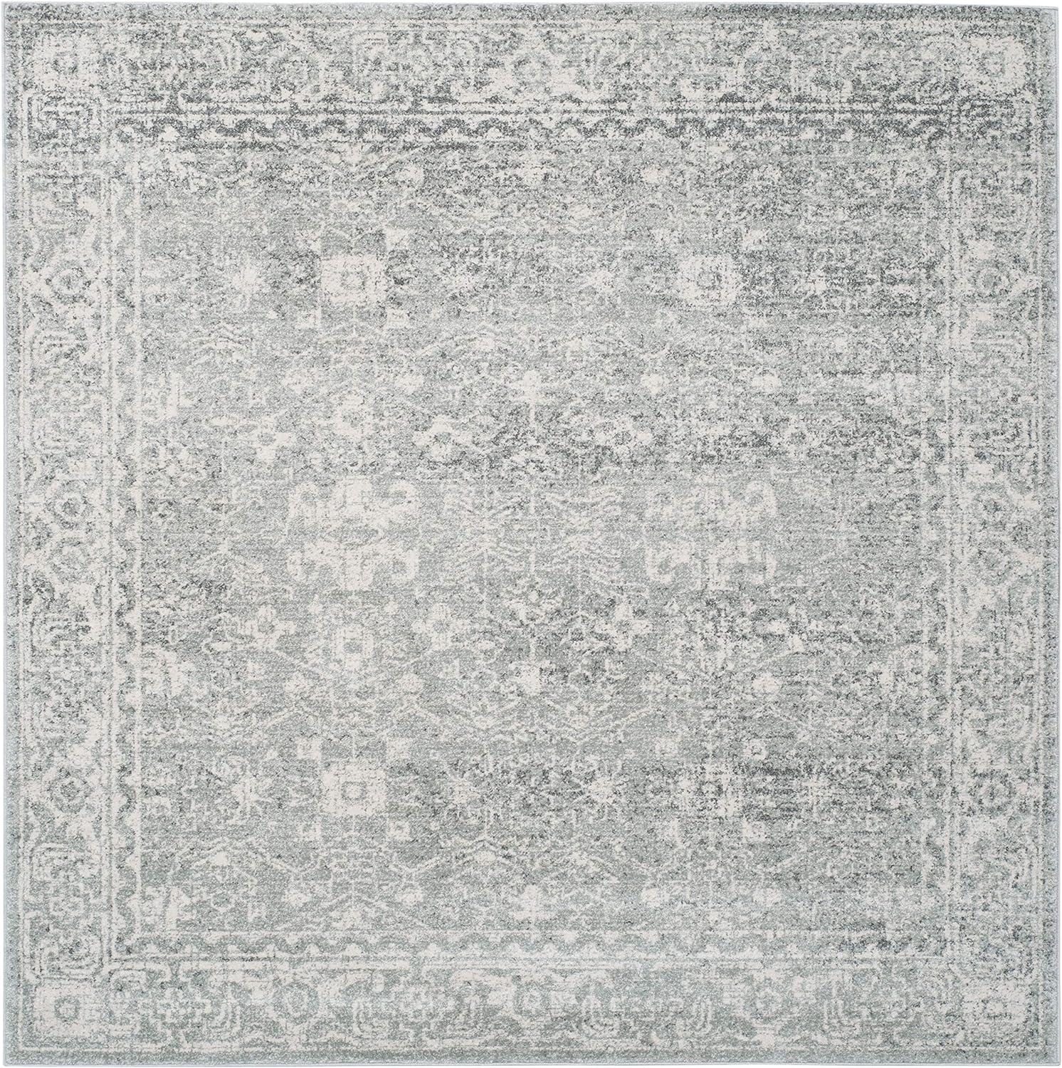 Evoke EVK270 Power Loomed Area Rug Silver / Ivory 6'-7" X 6'-7" Square - Safavieh.