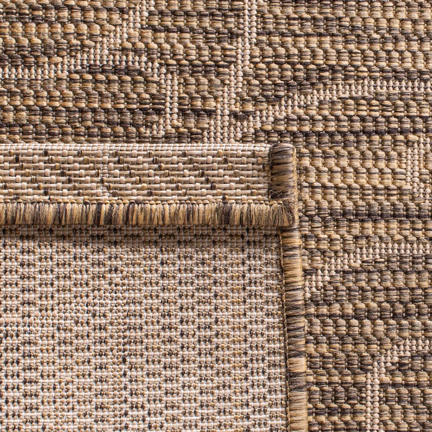 SAFAVIEH Courtyard Chole Bordered Indoor/Outdoor Area Rug, Dark Beige/Beige, 2'7" x 5'