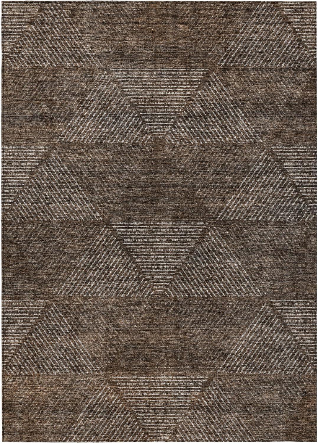 Addison Rugs Chantille Indoor/Outdoor Transitional Geometric Brown Washable Rectangle Rug, 2'6" x 3'10"
