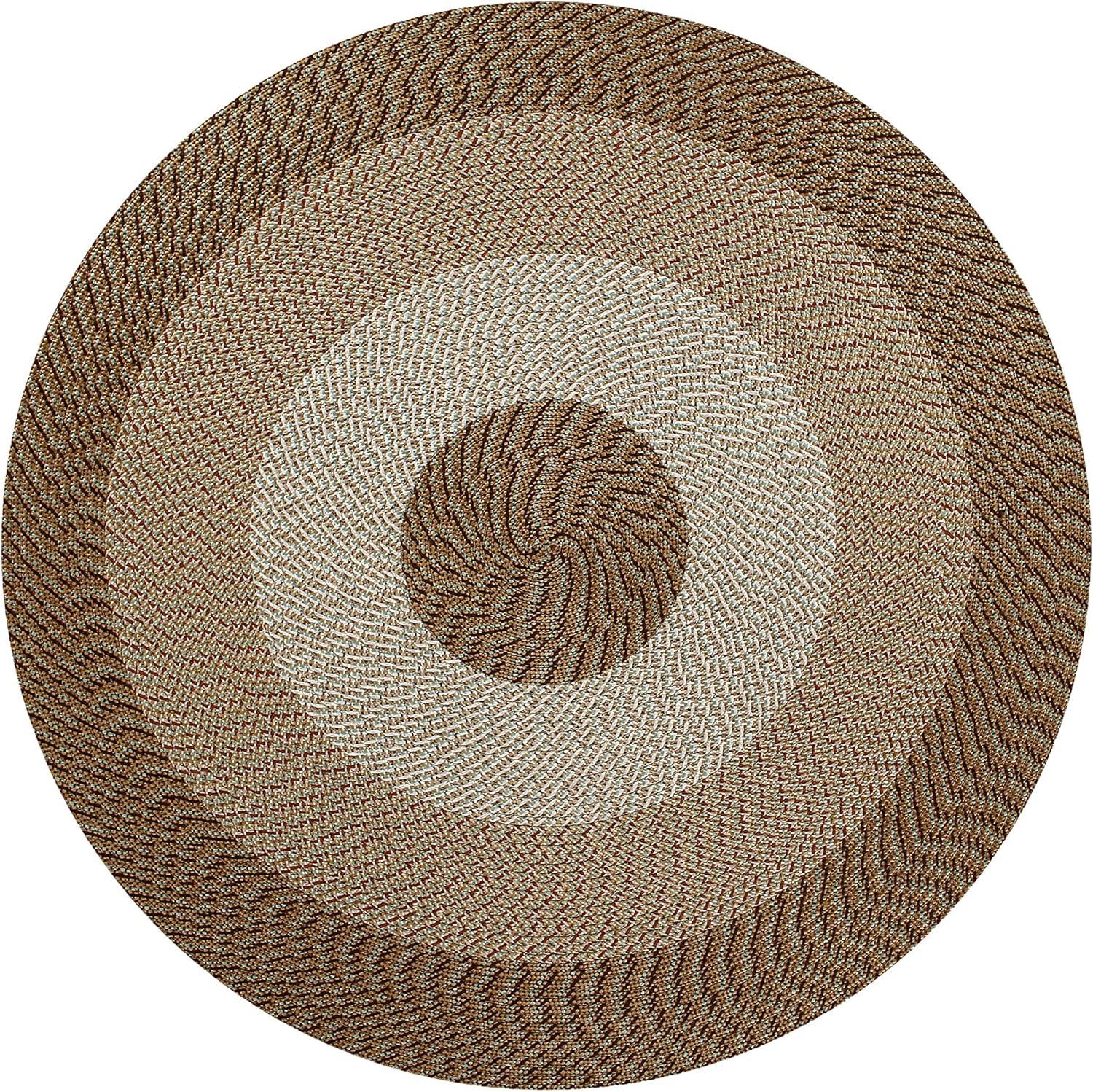 72" x 72" Country Stripe Collection Straw Stripe Reversible Indoor Area Utility Round Rug - Better Trends