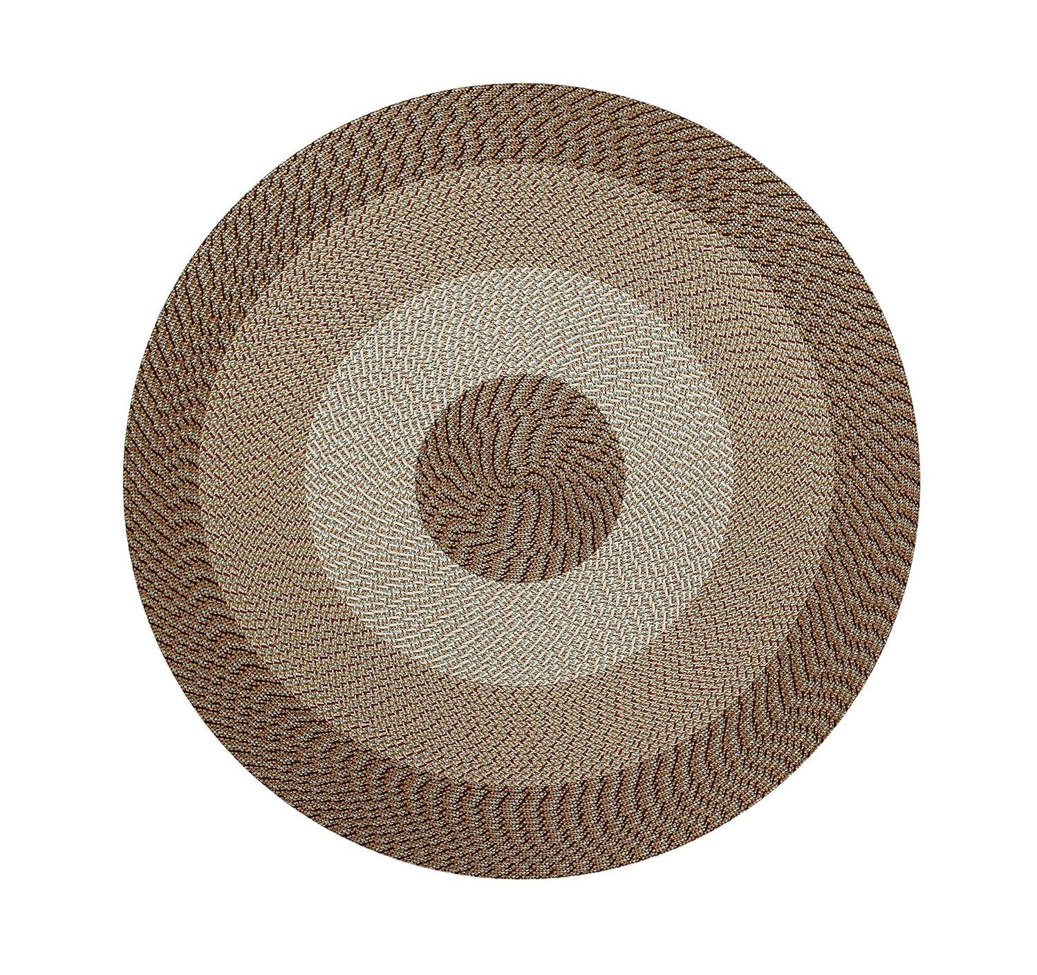 72" x 72" Country Stripe Collection Straw Stripe Reversible Indoor Area Utility Round Rug - Better Trends