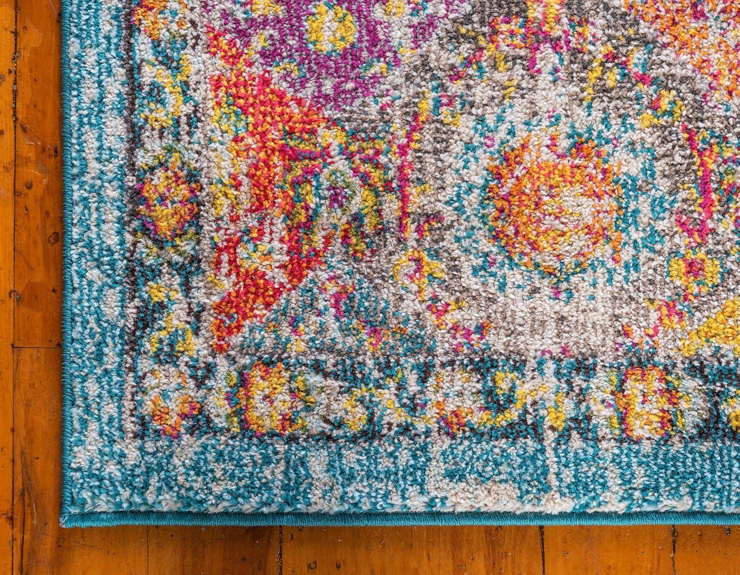 Unique Loom Blake Penrose Rug Multi/Blue 5' 1" x 8' Rectangle Trellis Bohemian Perfect For Living Room Bed Room Dining Room Office