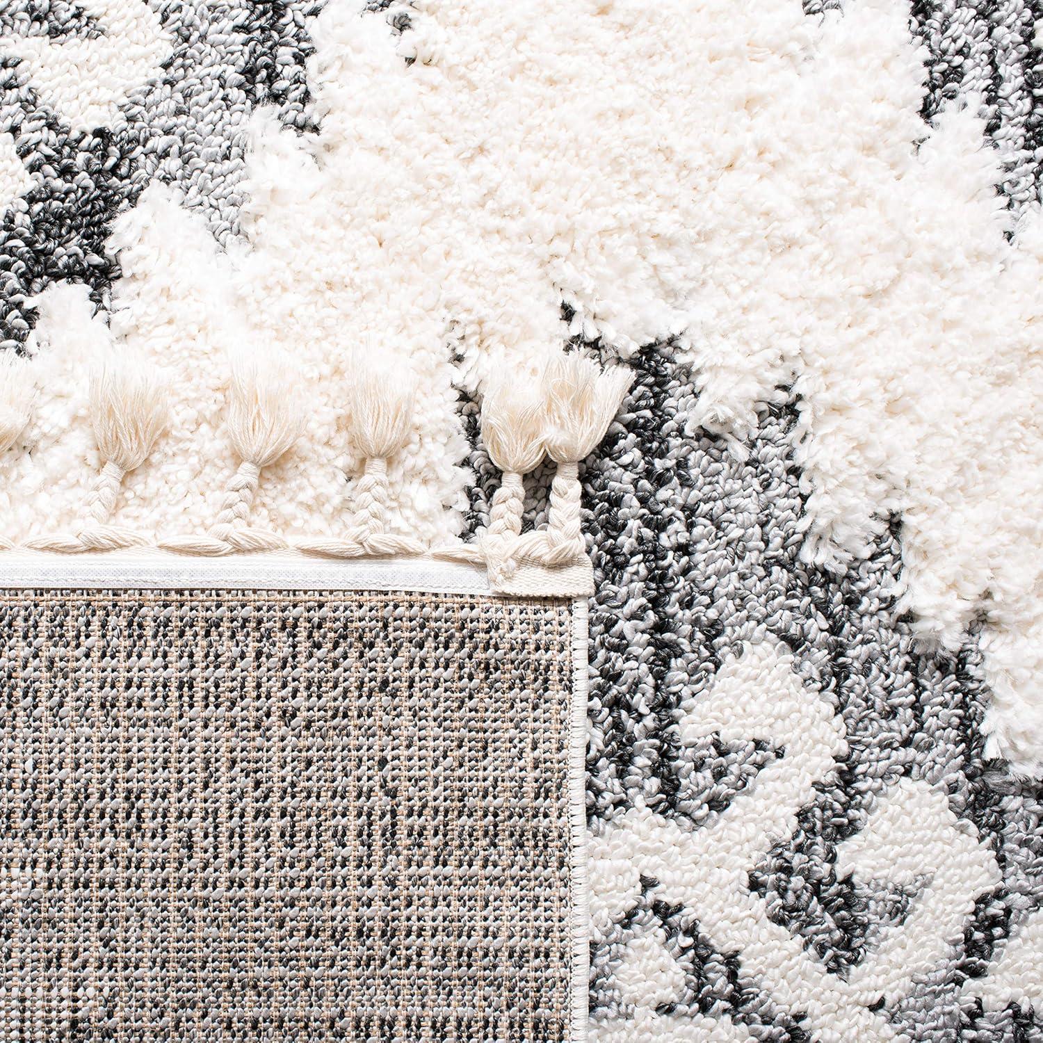 Moroccan Tassel Shag MTS652 Power Loomed Indoor Area Rug - Ivory/Grey - 8'x10' - Safavieh