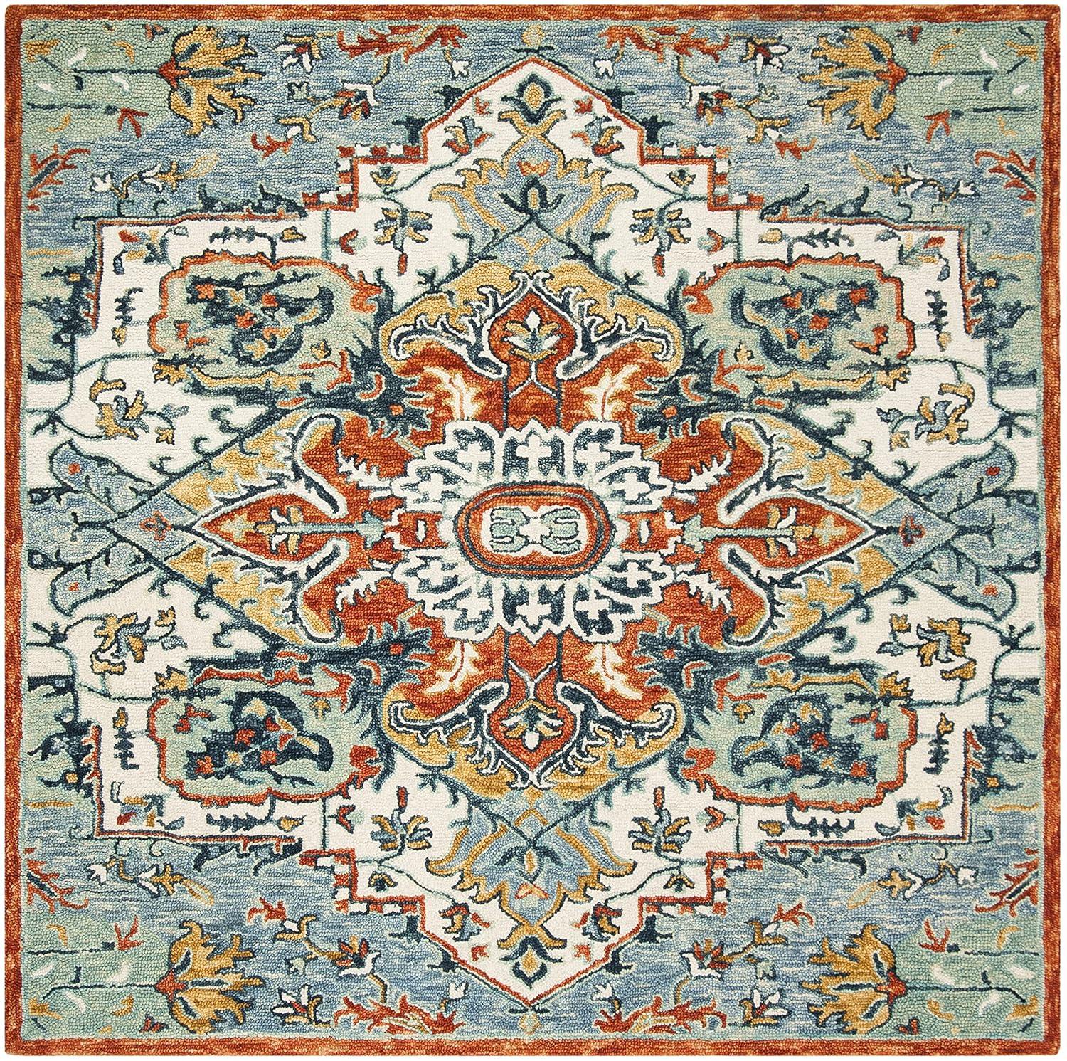 Aspen Blue/Rust 2 ft. x 7 ft. Floral Runner Rug