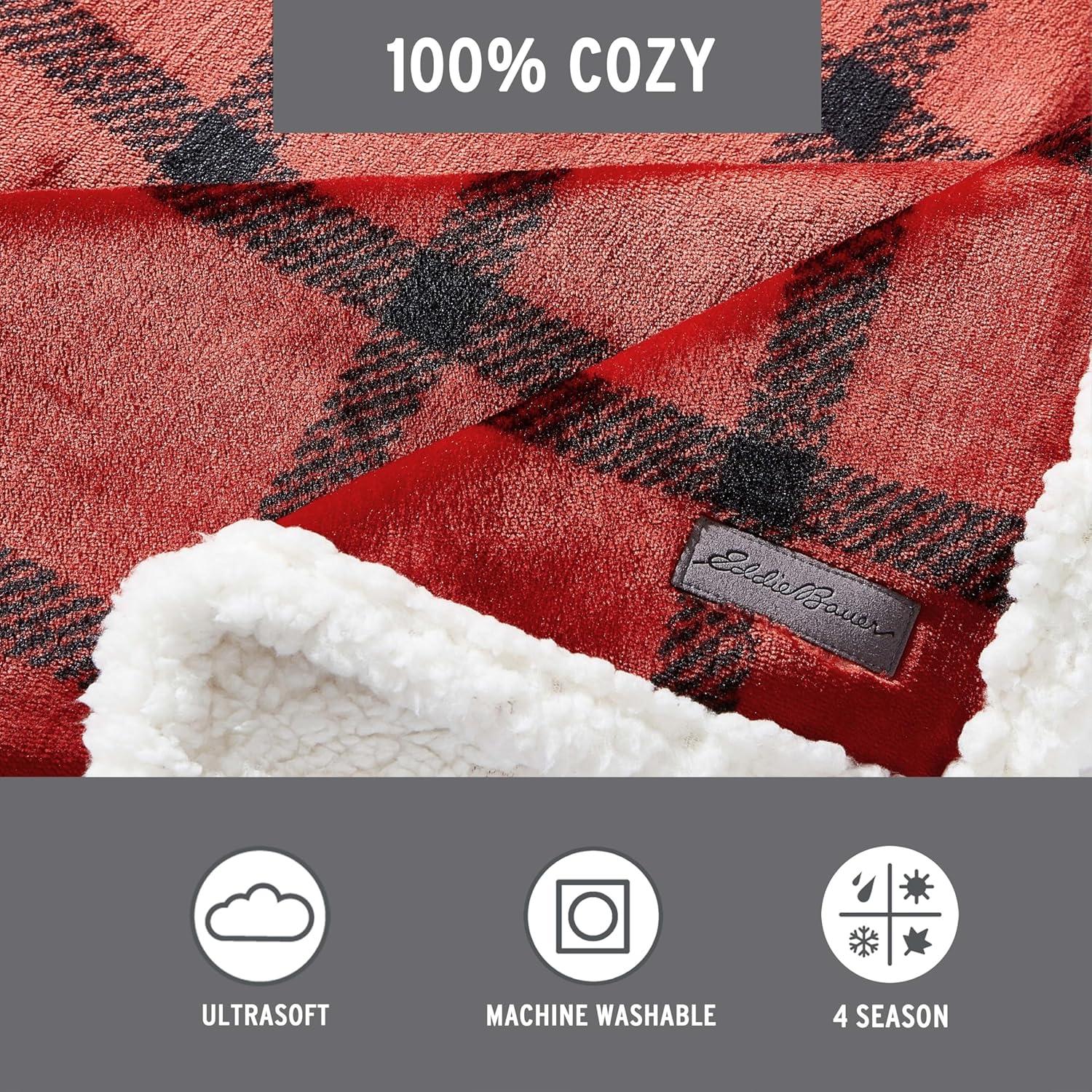 Eddie Bauer Eddie Bauer Printed Plush Fleece/Sherpa Throw Blankets
