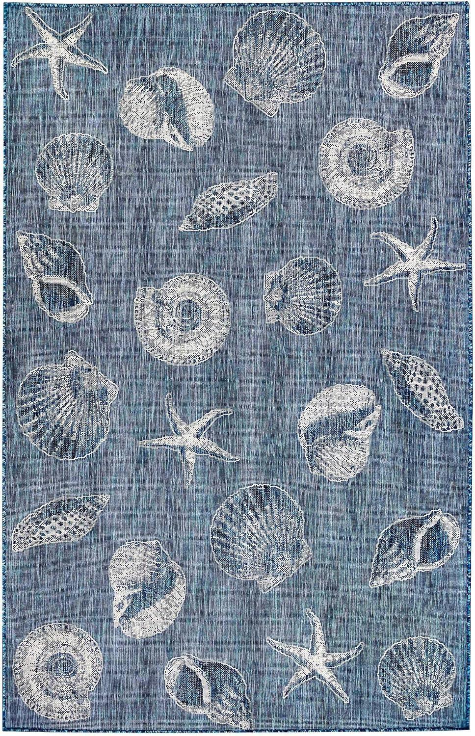 Liora Manne Carmel Shells Indoor/Outdoor Rug Navy 1'11" x 7'6"