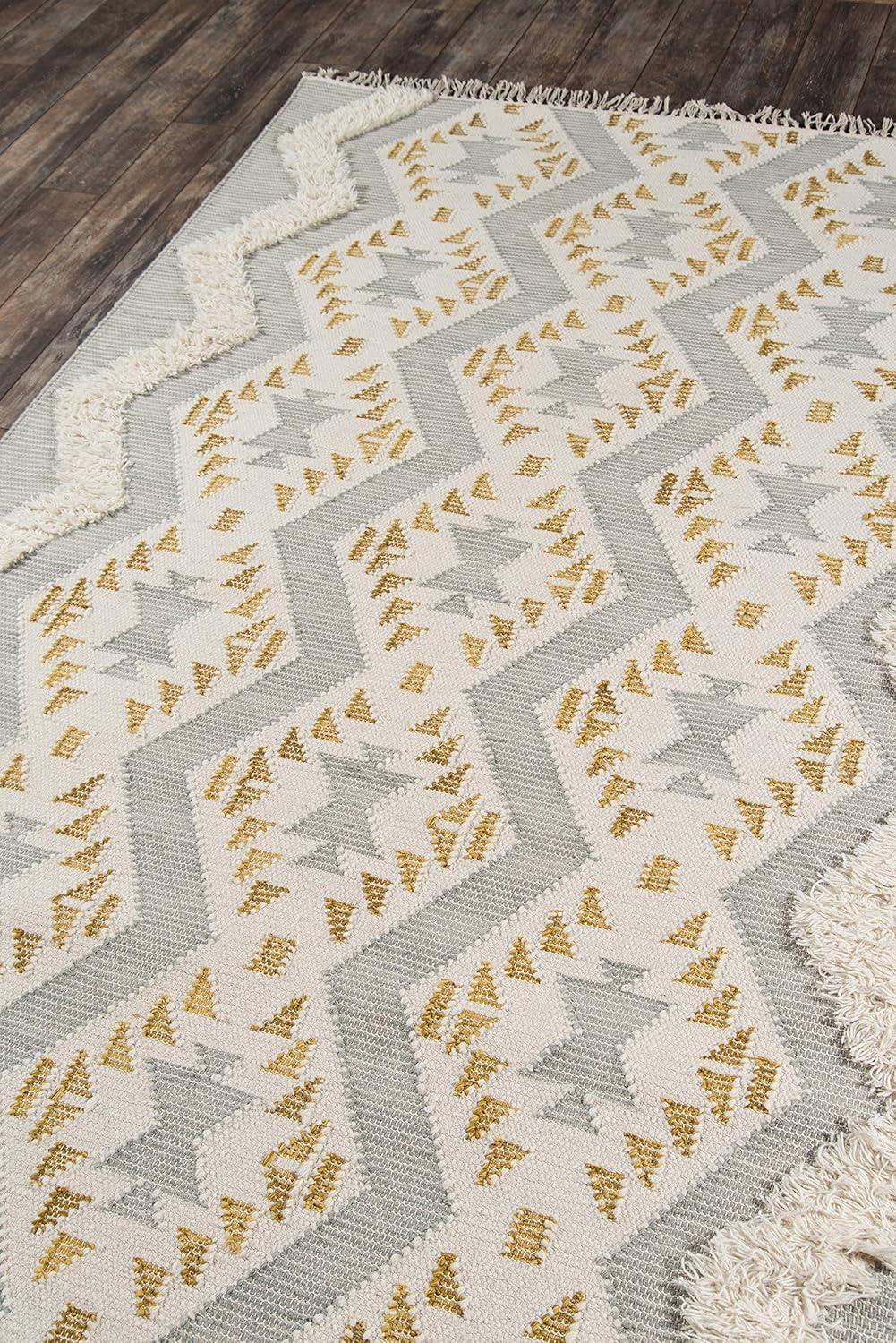 Handmade Gray Geometric Wool Area Rug 7'6" x 9'6"