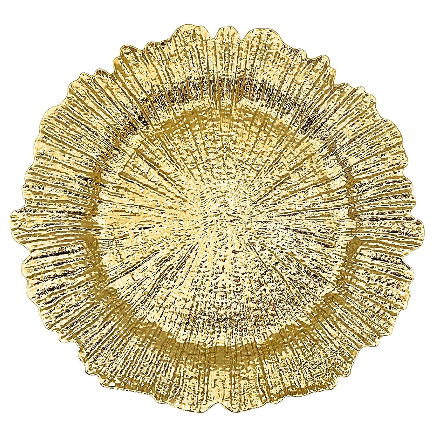 13 Inch Light Blue Charger Plates, Round Plastic Reef Plate Chargers for Dinner Plates, Wedding, Party Elegant Decoration Place Mats (24, Light Blue)