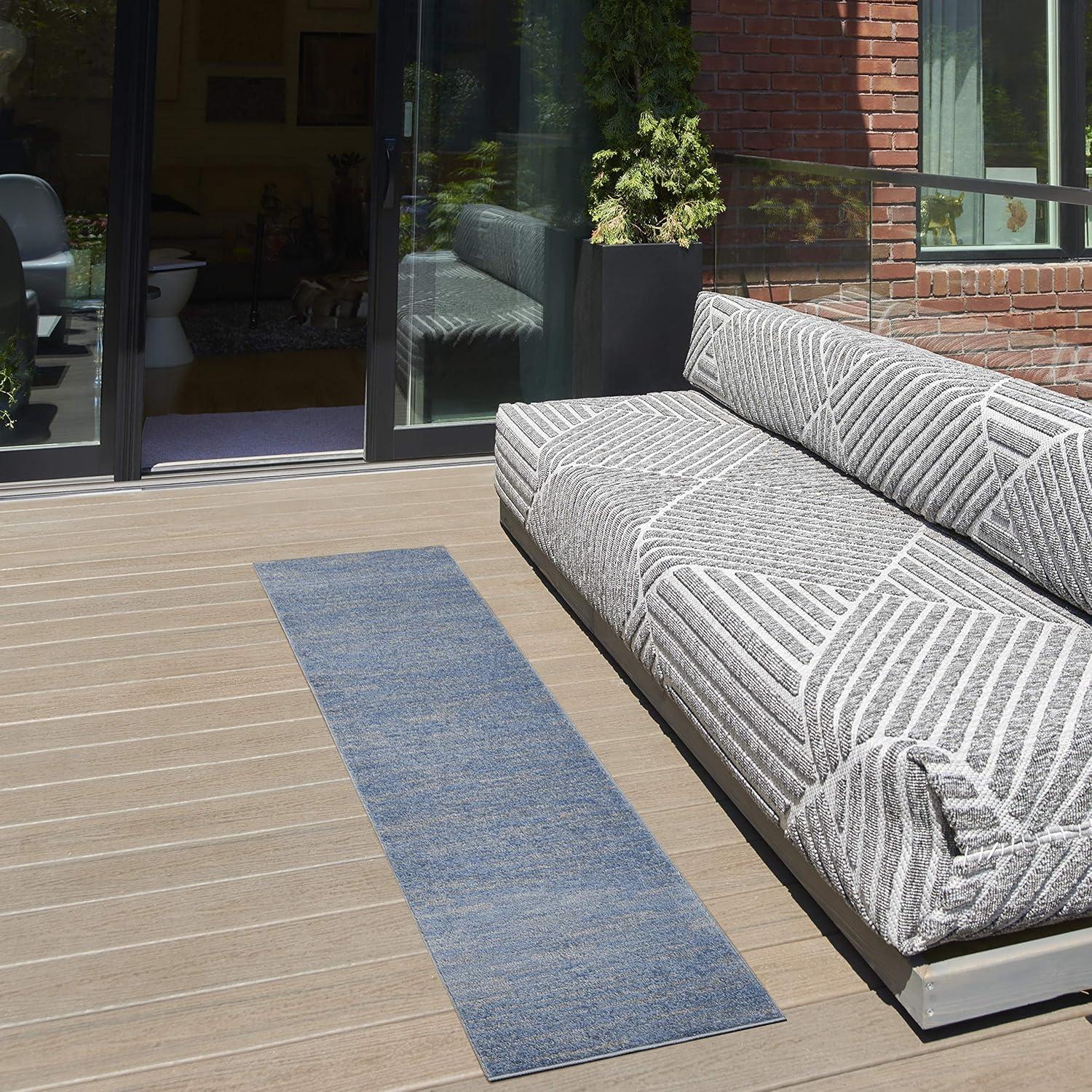 Nourison Nourison Essentials NRE01 Indoor/outdoor Area Rug - Blue/Grey 2'2" x 10'