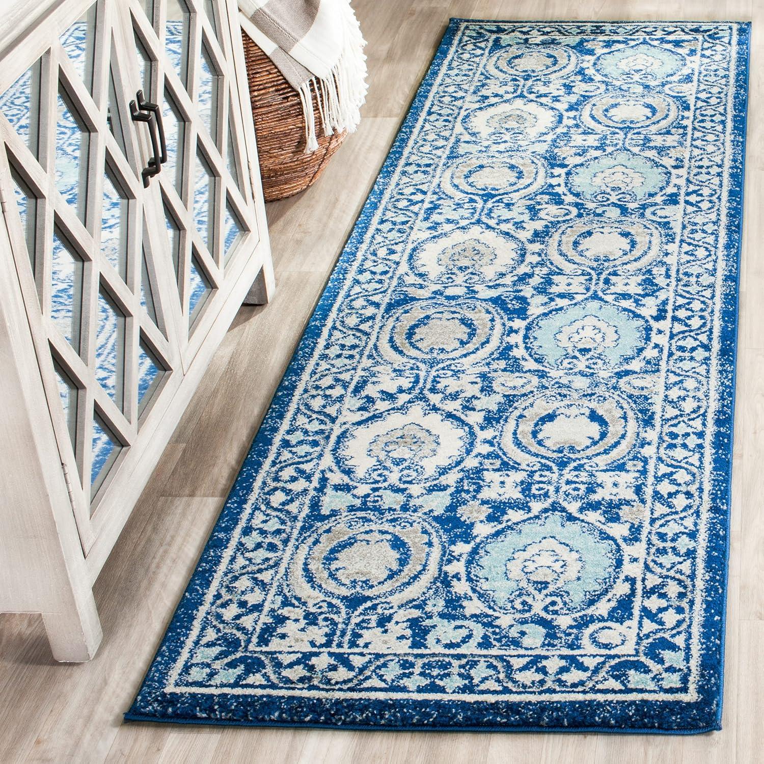 Evoke EVK251 Power Loomed Runner Rug - Blue/Ivory - 2'2"x7' - Safavieh.