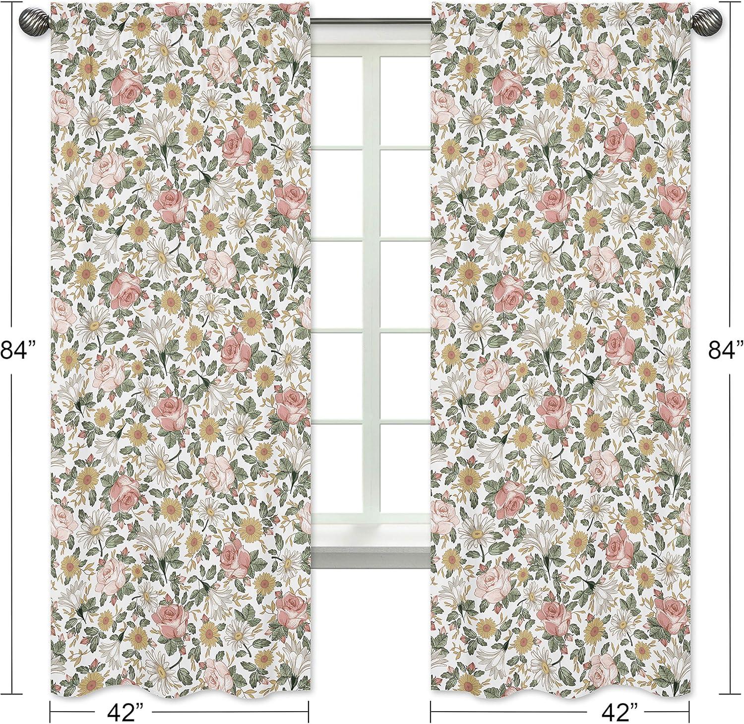 Sweet Jojo Designs Vintage Floral Semi-Sheer Rod Pocket Curtain Panels (Set of 2)