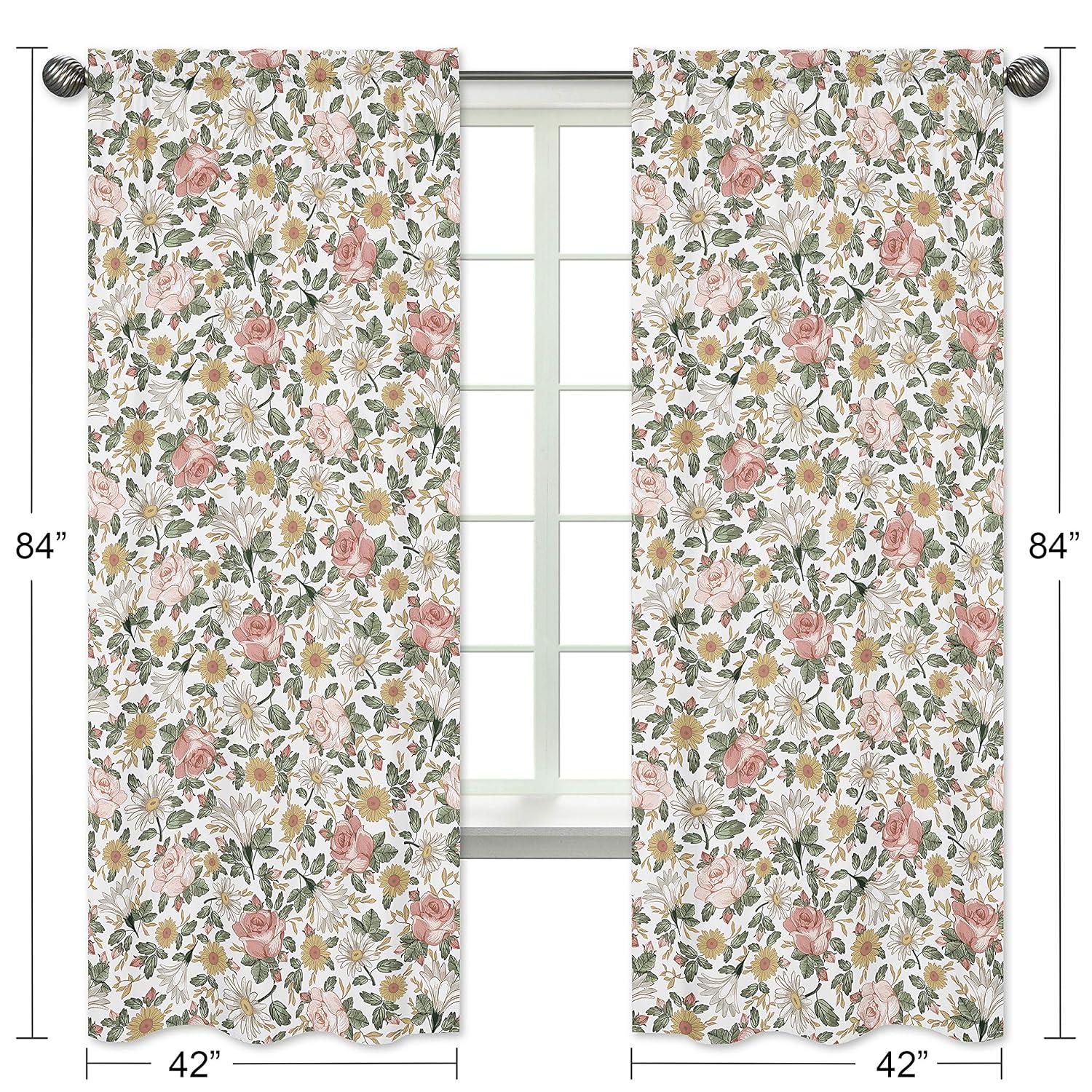 Sweet Jojo Designs Vintage Floral Semi-Sheer Rod Pocket Curtain Panels (Set of 2)