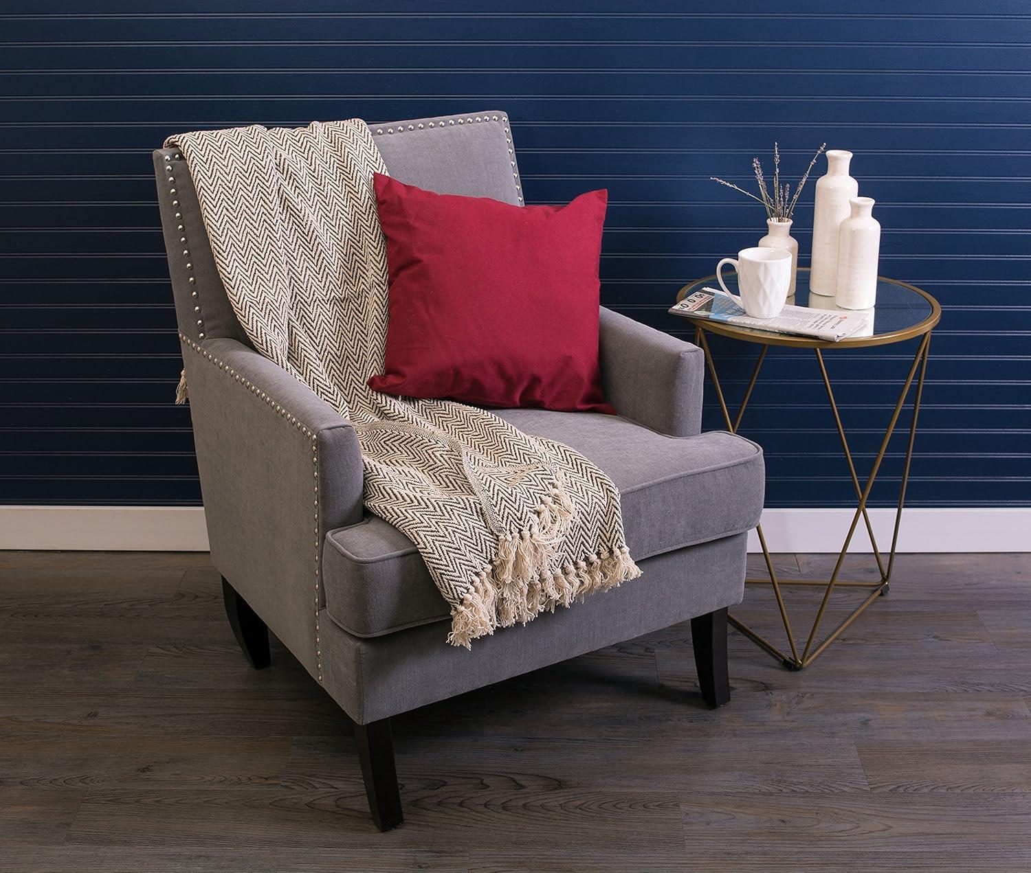 50"x60" Chevron Handloom Throw Blanket Dark Brown - Design Imports: Cotton, Hypoallergenic, Machine Washable