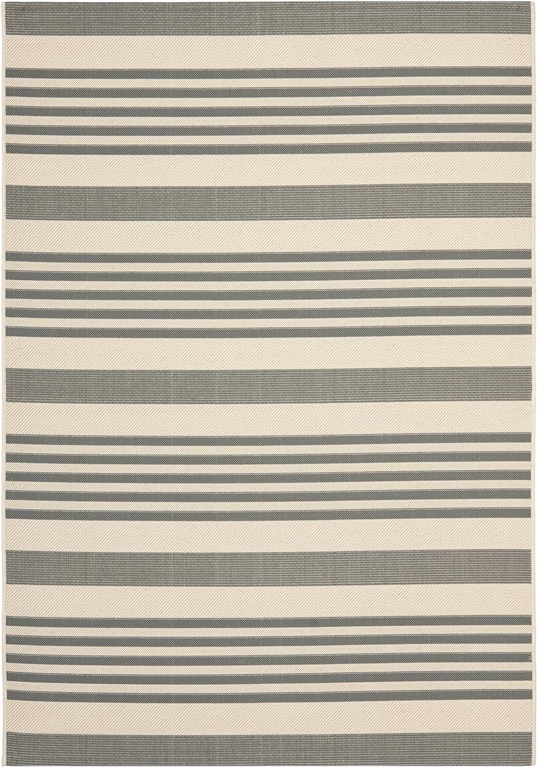 Elegant Striped Grey 5' x 7' Synthetic Easy-Care Area Rug