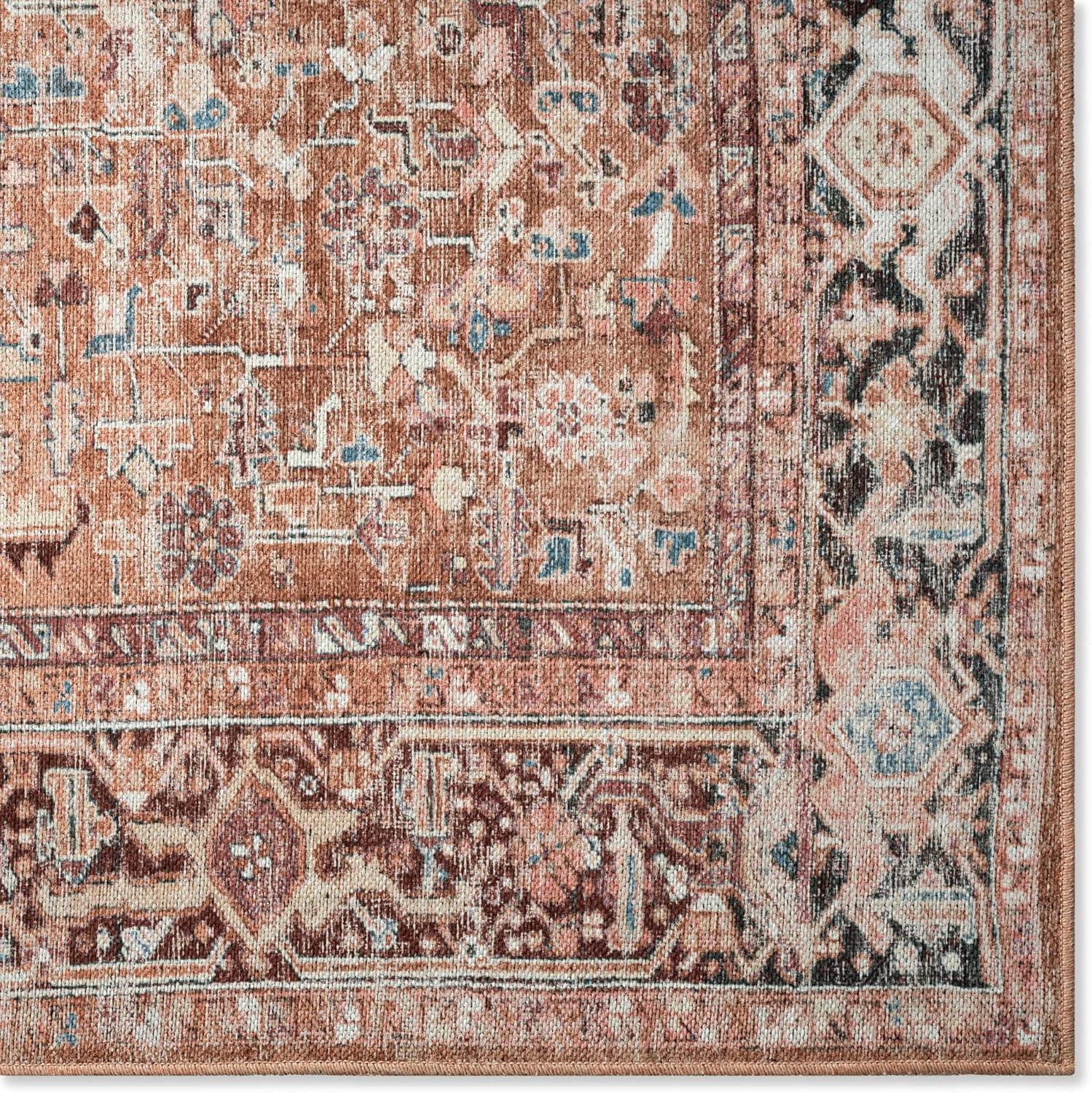 Home Dynamix Everwash Callaghan Edith Distressed Vintage Machine Washable Area Rug, Terracotta, 5'2"x7'2"